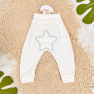  Kit 3 Calças - Estrelas no Bumbum - Rosa, Off White e Rose